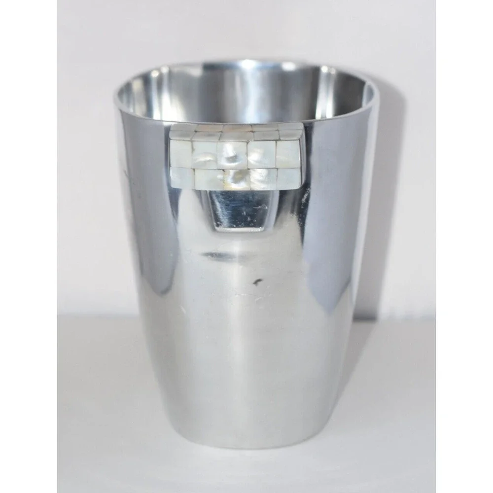 Pottery Barn BARONA Wine Champagn Bottle Holder Silver Bucket Mother Of Pearl